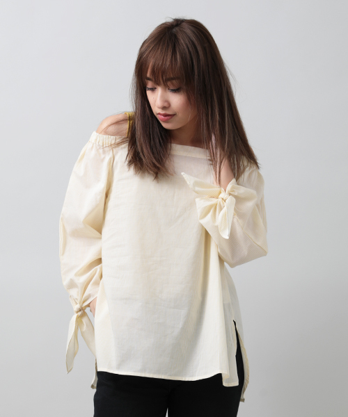 Denime（ドゥニーム）の「袖リボンオフショルブラウス（シャツ/ブラウス・レディース・ブルー系その他4/イエロー系その他5/カーキ/ホワイト・FREE）」の9枚目の写真