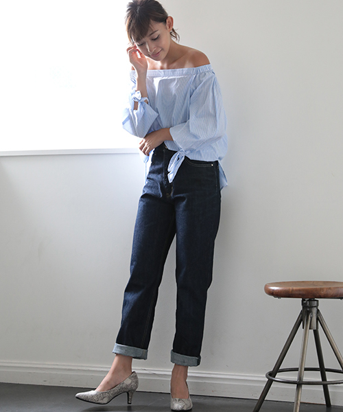 Denime（ドゥニーム）の「袖リボンオフショルブラウス（シャツ/ブラウス・レディース・ブルー系その他4/イエロー系その他5/カーキ/ホワイト・FREE）」の6枚目の写真