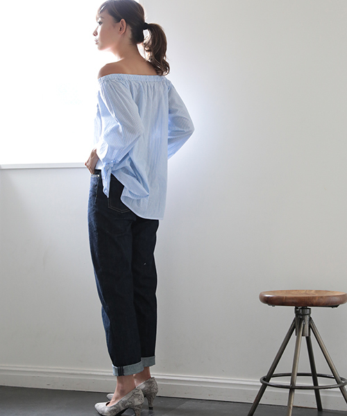 Denime（ドゥニーム）の「袖リボンオフショルブラウス（シャツ/ブラウス・レディース・ブルー系その他4/イエロー系その他5/カーキ/ホワイト・FREE）」の8枚目の写真