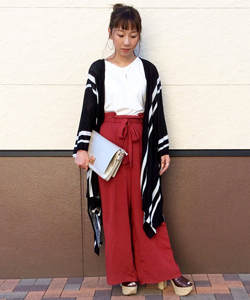 VENCEEXCHANGE（ヴァンスエクスチェンジ）の「ストライプポンチョアンサンブル （カーディガン/ボレロ・レディース・オフホワイト/ブラック・MEDIUM）」の12枚目の写真