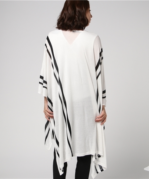 VENCEEXCHANGE（ヴァンスエクスチェンジ）の「ストライプポンチョアンサンブル （カーディガン/ボレロ・レディース・オフホワイト/ブラック・MEDIUM）」の11枚目の写真