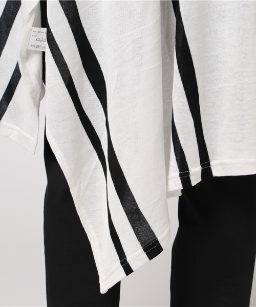 VENCEEXCHANGE（ヴァンスエクスチェンジ）の「ストライプポンチョアンサンブル （カーディガン/ボレロ・レディース・オフホワイト/ブラック・MEDIUM）」の5枚目の写真