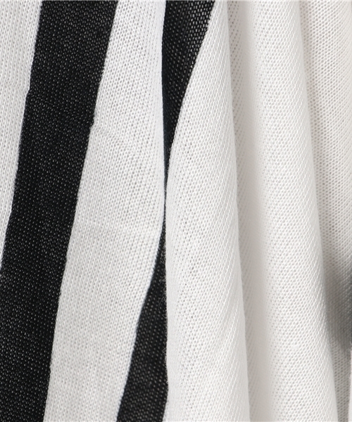 VENCEEXCHANGE（ヴァンスエクスチェンジ）の「ストライプポンチョアンサンブル （カーディガン/ボレロ・レディース・オフホワイト/ブラック・MEDIUM）」の6枚目の写真