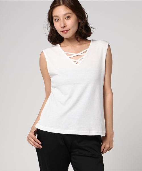 VENCEEXCHANGE（ヴァンスエクスチェンジ）の「ストライプポンチョアンサンブル （カーディガン/ボレロ・レディース・オフホワイト/ブラック・MEDIUM）」の7枚目の写真