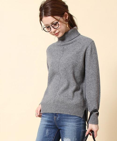 coen（コーエン）の「【新色追加・手洗いできる】ラムウールタートルネックニット（ニット/セーター・レディース・ホワイト/グレー/ダークグリーン/ネイビー/オフホワイト/イエロー/ピンク・FREE）」の4枚目の写真