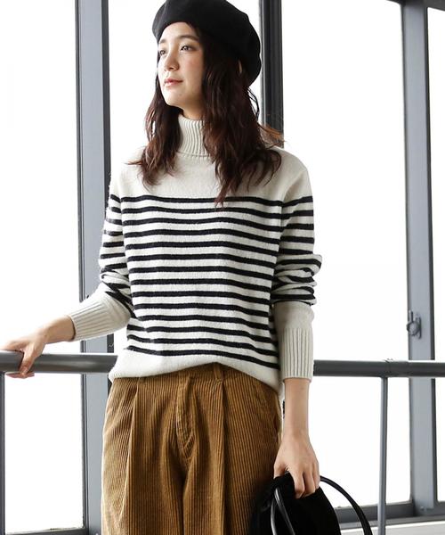 coen（コーエン）の「【新色追加・手洗いできる】ラムウールタートルネックニット（ニット/セーター・レディース・ホワイト/グレー/ダークグリーン/ネイビー/オフホワイト/イエロー/ピンク・FREE）」の2枚目の写真