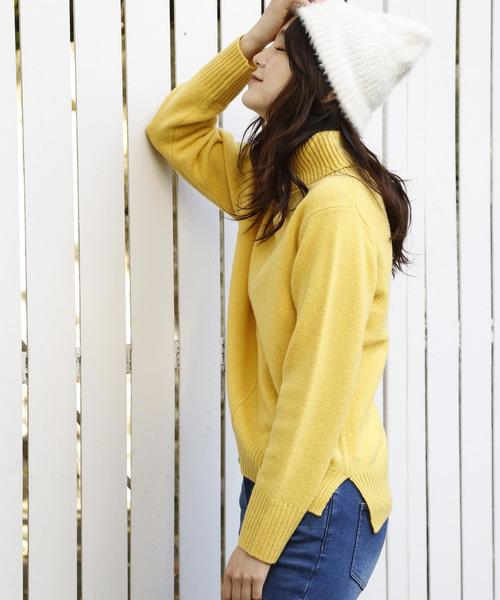 coen（コーエン）の「【新色追加・手洗いできる】ラムウールタートルネックニット（ニット/セーター・レディース・ホワイト/グレー/ダークグリーン/ネイビー/オフホワイト/イエロー/ピンク・FREE）」の7枚目の写真