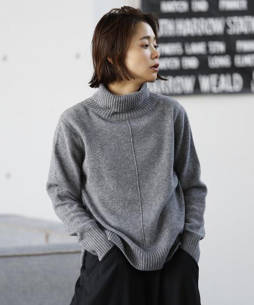 coen（コーエン）の「【新色追加・手洗いできる】ラムウールタートルネックニット（ニット/セーター・レディース・ホワイト/グレー/ダークグリーン/ネイビー/オフホワイト/イエロー/ピンク・FREE）」の20枚目の写真
