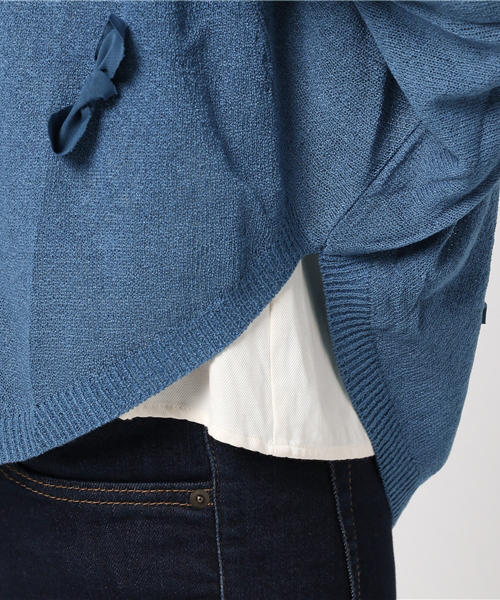 POU DOU DOU(プードゥドゥ)の「シフォンリボン付きドルマンカーディガン(カーディガン/ボレロ・レディース・レッド/ブルー/ベージュ・3)」の9枚目の写真