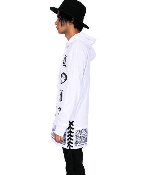 ８(eight)（エイト）の「ペイズリー プルオーバー パーカー スウェット（パーカー・メンズ・ホワイト/ブラック・MEDIUM/LARGE）」の5枚目の写真