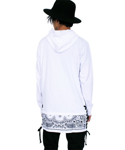 ８(eight)（エイト）の「ペイズリー プルオーバー パーカー スウェット（パーカー・メンズ・ホワイト/ブラック・MEDIUM/LARGE）」の6枚目の写真