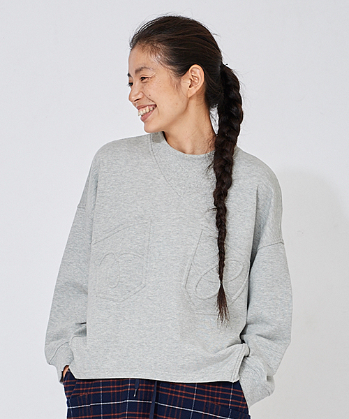 mercibeaucoup,（メルシーボークー）の「Ｂ：ポケオシウラケ（Tシャツ/カットソー・レディース・グレー/オフホワイト/ネイビー・01）」の2枚目の写真