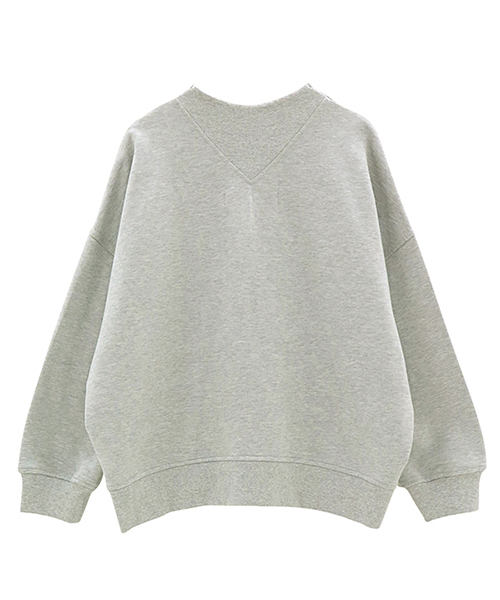 mercibeaucoup,（メルシーボークー）の「Ｂ：ポケオシウラケ（Tシャツ/カットソー・レディース・グレー/オフホワイト/ネイビー・01）」の4枚目の写真