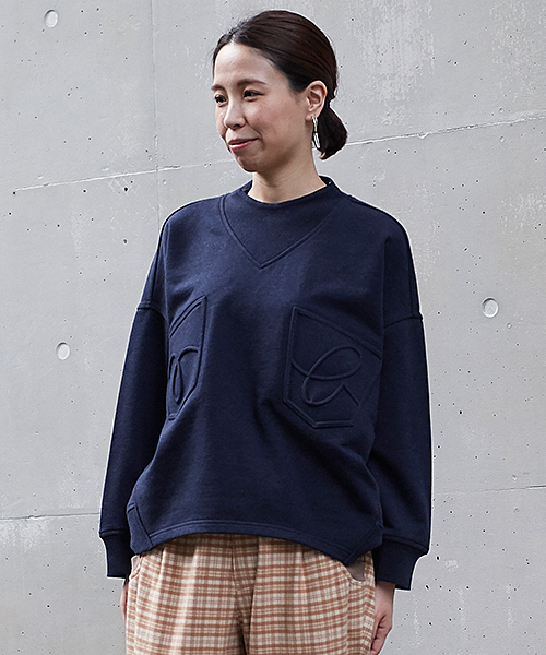 mercibeaucoup,（メルシーボークー）の「Ｂ：ポケオシウラケ（Tシャツ/カットソー・レディース・グレー/オフホワイト/ネイビー・01）」の16枚目の写真