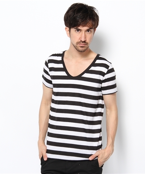 603（ロクマルサン）の「603 ＵネックボーダーＴシャツ（Tシャツ/カットソー・メンズ・ブラック/グレー/ブルー・40）」の10枚目の写真