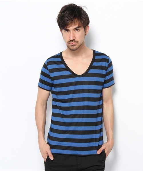 603（ロクマルサン）の「603 ＵネックボーダーＴシャツ（Tシャツ/カットソー・メンズ・ブラック/グレー/ブルー・40）」の3枚目の写真