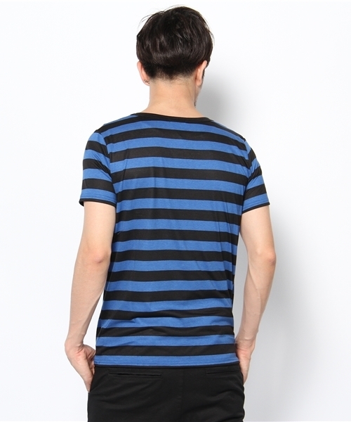 603（ロクマルサン）の「603 ＵネックボーダーＴシャツ（Tシャツ/カットソー・メンズ・ブラック/グレー/ブルー・40）」の8枚目の写真