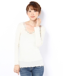 Kastane | バックVビーズロンT(Tシャツ/カットソー)