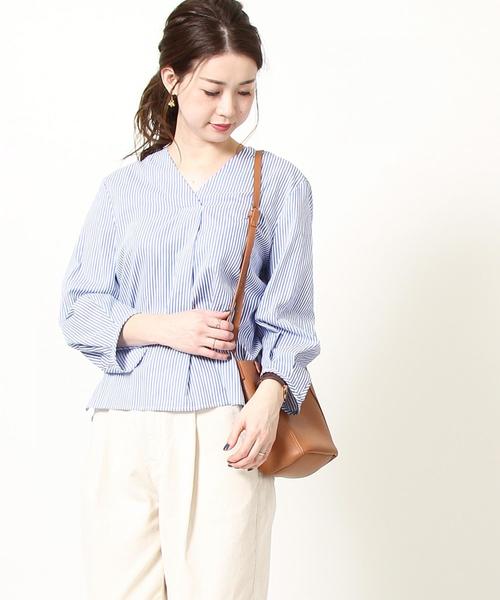 coen（コーエン）の「コットンピケパフスリーブブラウス（シャツ/ブラウス・レディース・ホワイト/ネイビー/マスタード/レッド・FREE）」の3枚目の写真