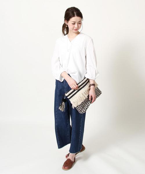 coen（コーエン）の「コットンピケパフスリーブブラウス（シャツ/ブラウス・レディース・ホワイト/ネイビー/マスタード/レッド・FREE）」の6枚目の写真