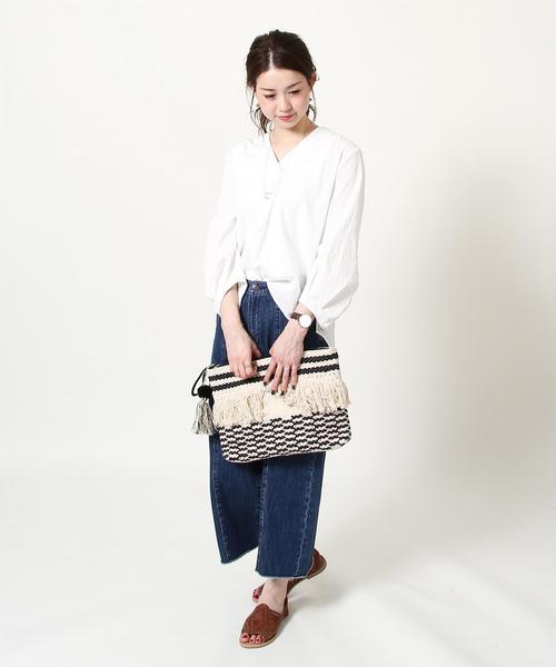 coen（コーエン）の「コットンピケパフスリーブブラウス（シャツ/ブラウス・レディース・ホワイト/ネイビー/マスタード/レッド・FREE）」の7枚目の写真