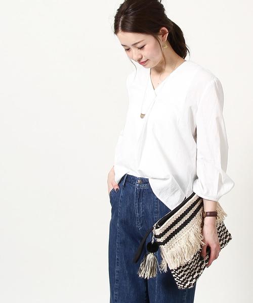 coen（コーエン）の「コットンピケパフスリーブブラウス（シャツ/ブラウス・レディース・ホワイト/ネイビー/マスタード/レッド・FREE）」の12枚目の写真