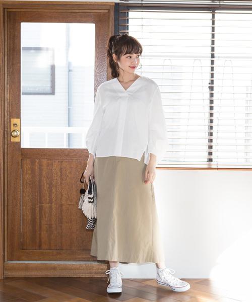 coen（コーエン）の「コットンピケパフスリーブブラウス（シャツ/ブラウス・レディース・ホワイト/ネイビー/マスタード/レッド・FREE）」の14枚目の写真