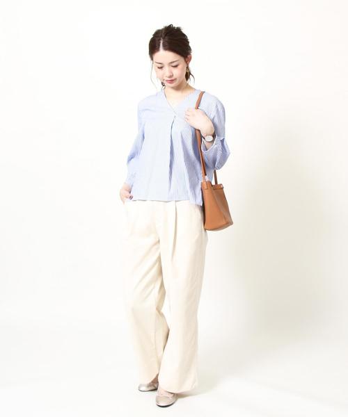 coen（コーエン）の「コットンピケパフスリーブブラウス（シャツ/ブラウス・レディース・ホワイト/ネイビー/マスタード/レッド・FREE）」の16枚目の写真