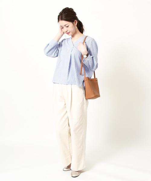 coen（コーエン）の「コットンピケパフスリーブブラウス（シャツ/ブラウス・レディース・ホワイト/ネイビー/マスタード/レッド・FREE）」の8枚目の写真