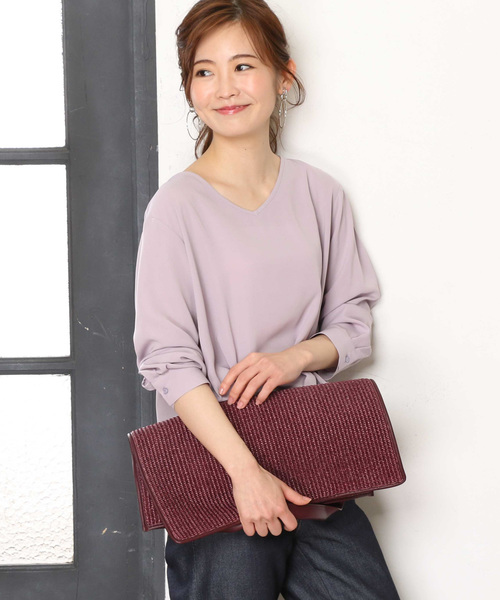 un dix cors（アンディコール）の「【カラーバリエーション☆】ライトベネフロントタックブラウス（シャツ/ブラウス・レディース・ホワイト/イエロー/ラベンダー/ライトグレー/モスグリーン・ﾌﾘ-）」の4枚目の写真