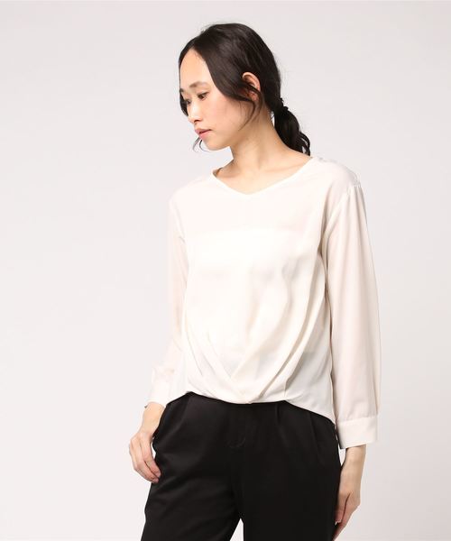 un dix cors（アンディコール）の「【カラーバリエーション☆】ライトベネフロントタックブラウス（シャツ/ブラウス・レディース・ホワイト/イエロー/ラベンダー/ライトグレー/モスグリーン・ﾌﾘ-）」の8枚目の写真