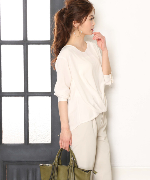 un dix cors（アンディコール）の「【カラーバリエーション☆】ライトベネフロントタックブラウス（シャツ/ブラウス・レディース・ホワイト/イエロー/ラベンダー/ライトグレー/モスグリーン・ﾌﾘ-）」の13枚目の写真