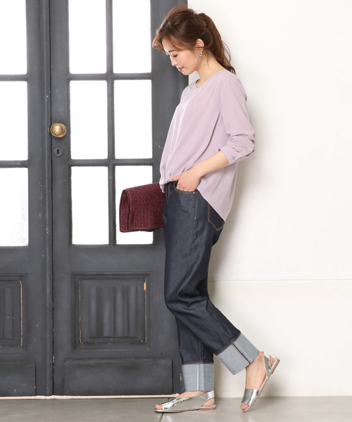 un dix cors（アンディコール）の「【カラーバリエーション☆】ライトベネフロントタックブラウス（シャツ/ブラウス・レディース・ホワイト/イエロー/ラベンダー/ライトグレー/モスグリーン・ﾌﾘ-）」の20枚目の写真