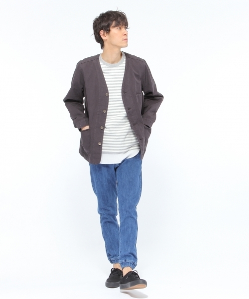 LAKOLE（ラコレ）の「コットンリネンオックスノーカラーブルゾン / LAKOLE（ブルゾン・メンズ・ブラック/ベージュ/オリーブ・MEDIUM/LARGE）」の4枚目の写真