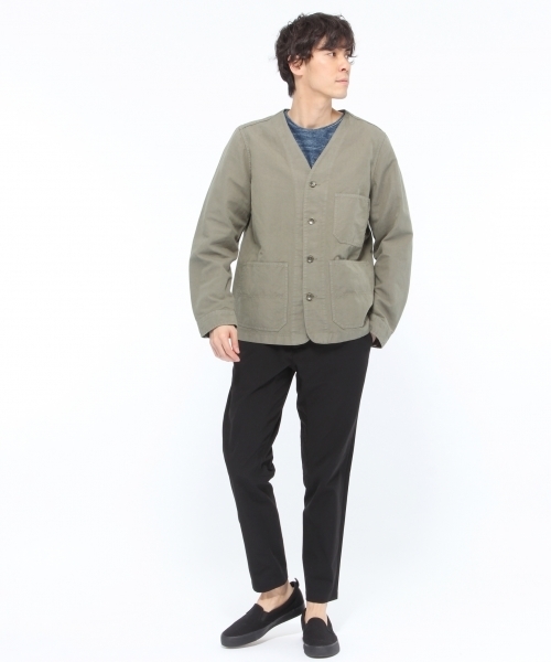 LAKOLE（ラコレ）の「コットンリネンオックスノーカラーブルゾン / LAKOLE（ブルゾン・メンズ・ブラック/ベージュ/オリーブ・MEDIUM/LARGE）」の6枚目の写真