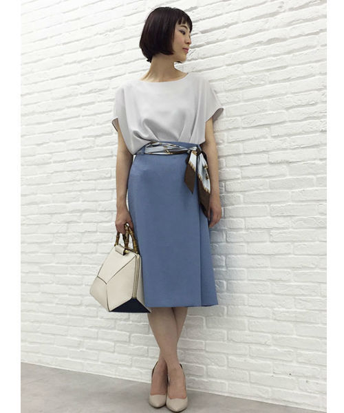 22 OCTOBRE（ヴァンドゥ－オクトーブル）の「麻調サマーセットアップスカート（スカート・レディース・ブルー/グレー・36/38/40）」の3枚目の写真