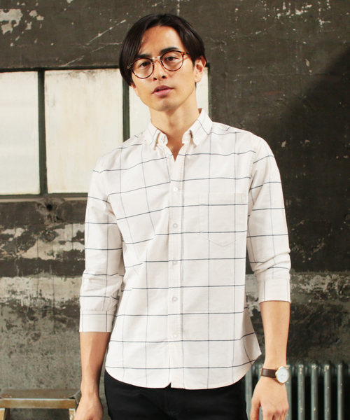 THE CASUAL（カジュアル）の「ストレッチオックスフォード7分袖シャツ（シャツ/ブラウス・メンズ・ストライプ/ホワイト系その他/ピンク/ネイビー/ワイン/グレー/ホワイト/グレー系その他/その他/サックスブルー/チェック・L/XL/M/S）」の3枚目の写真