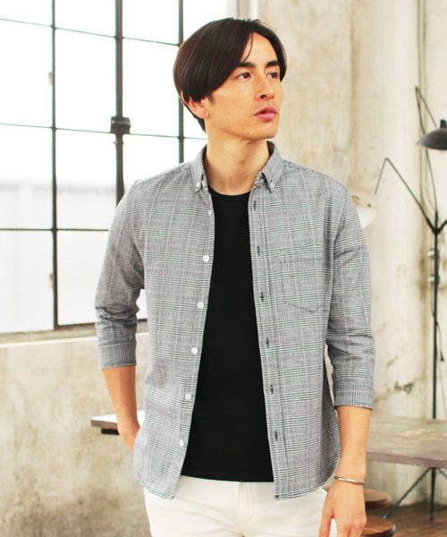 THE CASUAL（カジュアル）の「ストレッチオックスフォード7分袖シャツ（シャツ/ブラウス・メンズ・ストライプ/ホワイト系その他/ピンク/ネイビー/ワイン/グレー/ホワイト/グレー系その他/その他/サックスブルー/チェック・L/XL/M/S）」の5枚目の写真