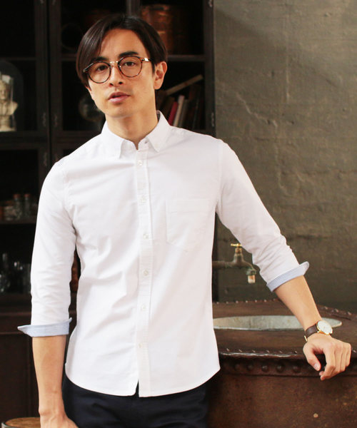 THE CASUAL（カジュアル）の「ストレッチオックスフォード7分袖シャツ（シャツ/ブラウス・メンズ・ストライプ/ホワイト系その他/ピンク/ネイビー/ワイン/グレー/ホワイト/グレー系その他/その他/サックスブルー/チェック・L/XL/M/S）」の2枚目の写真