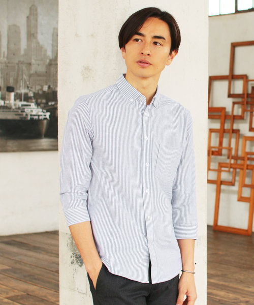 THE CASUAL（カジュアル）の「ストレッチオックスフォード7分袖シャツ（シャツ/ブラウス・メンズ・ストライプ/ホワイト系その他/ピンク/ネイビー/ワイン/グレー/ホワイト/グレー系その他/その他/サックスブルー/チェック・L/XL/M/S）」の10枚目の写真