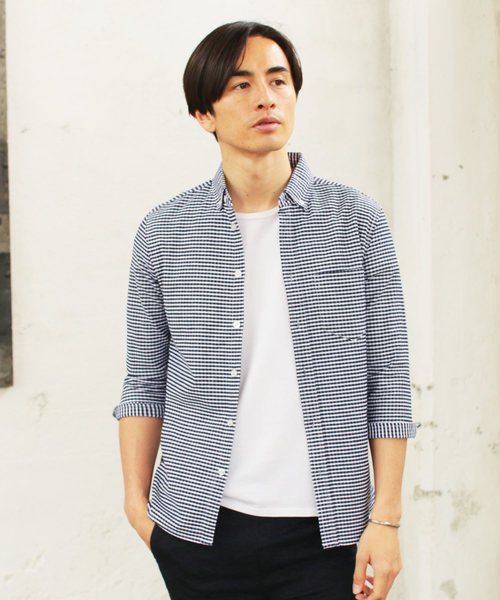 THE CASUAL（カジュアル）の「ストレッチオックスフォード7分袖シャツ（シャツ/ブラウス・メンズ・ストライプ/ホワイト系その他/ピンク/ネイビー/ワイン/グレー/ホワイト/グレー系その他/その他/サックスブルー/チェック・L/XL/M/S）」の11枚目の写真