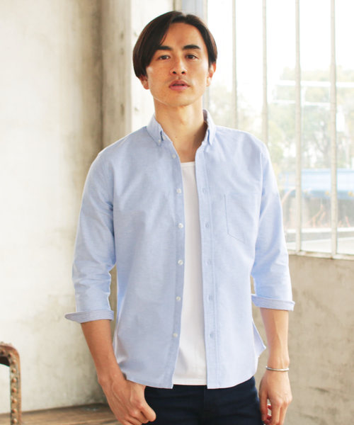 THE CASUAL（カジュアル）の「ストレッチオックスフォード7分袖シャツ（シャツ/ブラウス・メンズ・ストライプ/ホワイト系その他/ピンク/ネイビー/ワイン/グレー/ホワイト/グレー系その他/その他/サックスブルー/チェック・L/XL/M/S）」の6枚目の写真