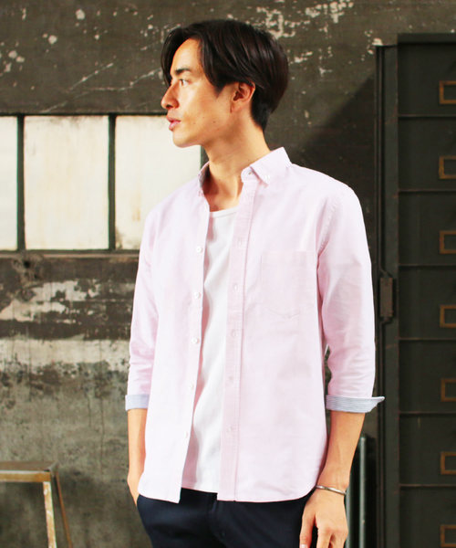 THE CASUAL（カジュアル）の「ストレッチオックスフォード7分袖シャツ（シャツ/ブラウス・メンズ・ストライプ/ホワイト系その他/ピンク/ネイビー/ワイン/グレー/ホワイト/グレー系その他/その他/サックスブルー/チェック・L/XL/M/S）」の7枚目の写真