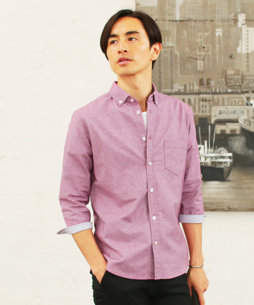 THE CASUAL（カジュアル）の「ストレッチオックスフォード7分袖シャツ（シャツ/ブラウス・メンズ・ストライプ/ホワイト系その他/ピンク/ネイビー/ワイン/グレー/ホワイト/グレー系その他/その他/サックスブルー/チェック・L/XL/M/S）」の8枚目の写真