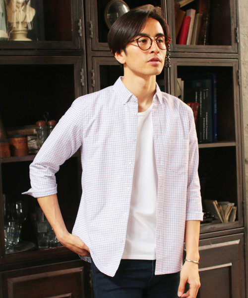 THE CASUAL（カジュアル）の「ストレッチオックスフォード7分袖シャツ（シャツ/ブラウス・メンズ・ストライプ/ホワイト系その他/ピンク/ネイビー/ワイン/グレー/ホワイト/グレー系その他/その他/サックスブルー/チェック・L/XL/M/S）」の9枚目の写真