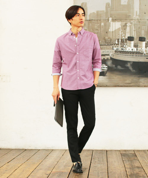 THE CASUAL（カジュアル）の「ストレッチオックスフォード7分袖シャツ（シャツ/ブラウス・メンズ・ストライプ/ホワイト系その他/ピンク/ネイビー/ワイン/グレー/ホワイト/グレー系その他/その他/サックスブルー/チェック・L/XL/M/S）」の22枚目の写真