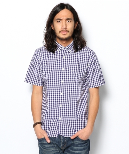 green label relaxing（グリーンレーベルリラクシング）の「GGM/CHK SBD S/Sシャツ（シャツ/ブラウス・メンズ・ブラック/ベージュ/ライラック・SMALL/MEDIUM/LARGE/X-LARGE）」の3枚目の写真