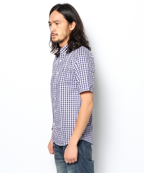 green label relaxing（グリーンレーベルリラクシング）の「GGM/CHK SBD S/Sシャツ（シャツ/ブラウス・メンズ・ブラック/ベージュ/ライラック・SMALL/MEDIUM/LARGE/X-LARGE）」の5枚目の写真
