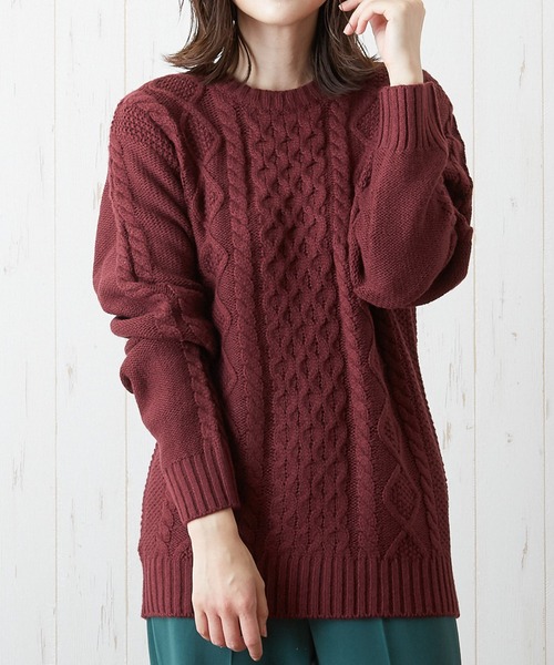 Bling Leads（ブリングリーズ）の「【Bl】【Bling Leads】ケーブルクルーニット（ニット/セーター・レディース・ブラック/ネイビー/レッド/ワインレッド/ホワイト系その他/ブラック系その他/グレー系その他/ブルー系その他/キャメル/ホワイト系その他2/ブラック系その他2/グレー系その他2/ブラウン/ベージュ/ライトパープル/ネイビー×ホワイト/ブラック×ホワイト/グリーン系/その他2/その他1/ブルーグレー・MEDIUM/LARGE/X-LARGE）」の19枚目の写真