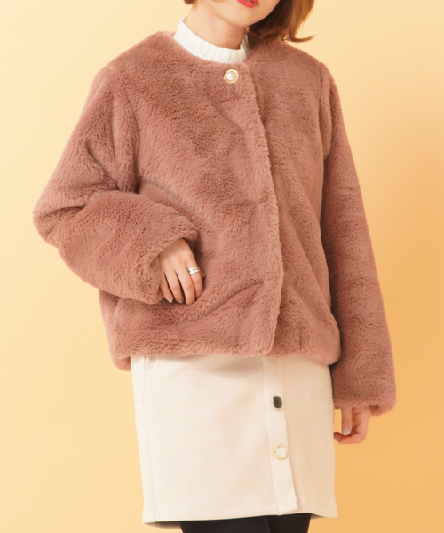 Emsexcite エムズエキサイト の ビジュー付ｆファーコート その他アウター Wear